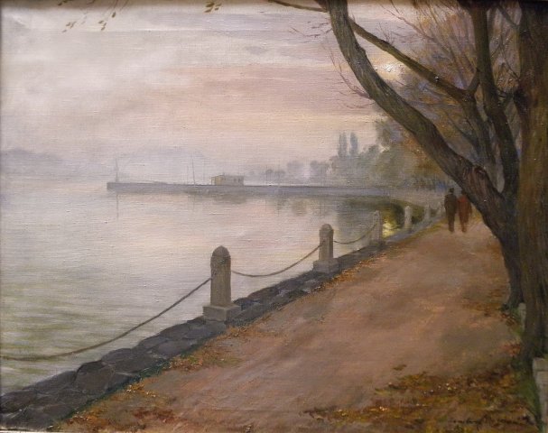Füredi sétány ősszel / Lake-shore promenade in the autumn, Balatonfüred (1950-es évek / 1950s)