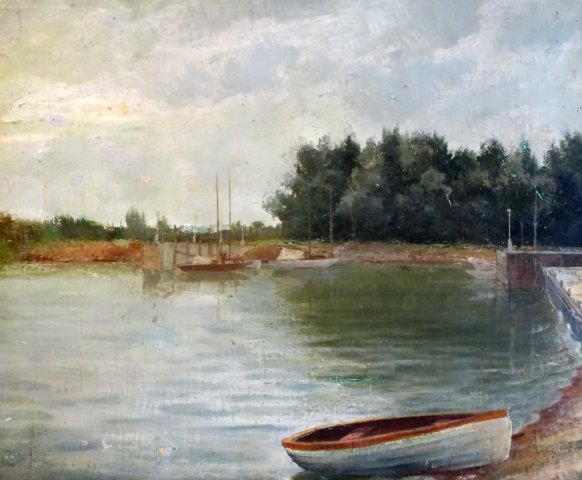 Kikötő csónakkal / Lakeside with rowing boat  (1950-es évek / 1950s)
