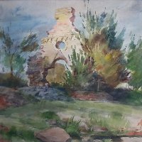 Kövesdi templomrom Aszófőnél / Church ruins of Kövesd near Aszófő (1953) 