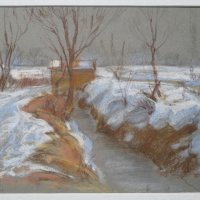Az arácsi Séd-patak télen / Brook in winter, Balatonarács (1950-es évek / 1950s)